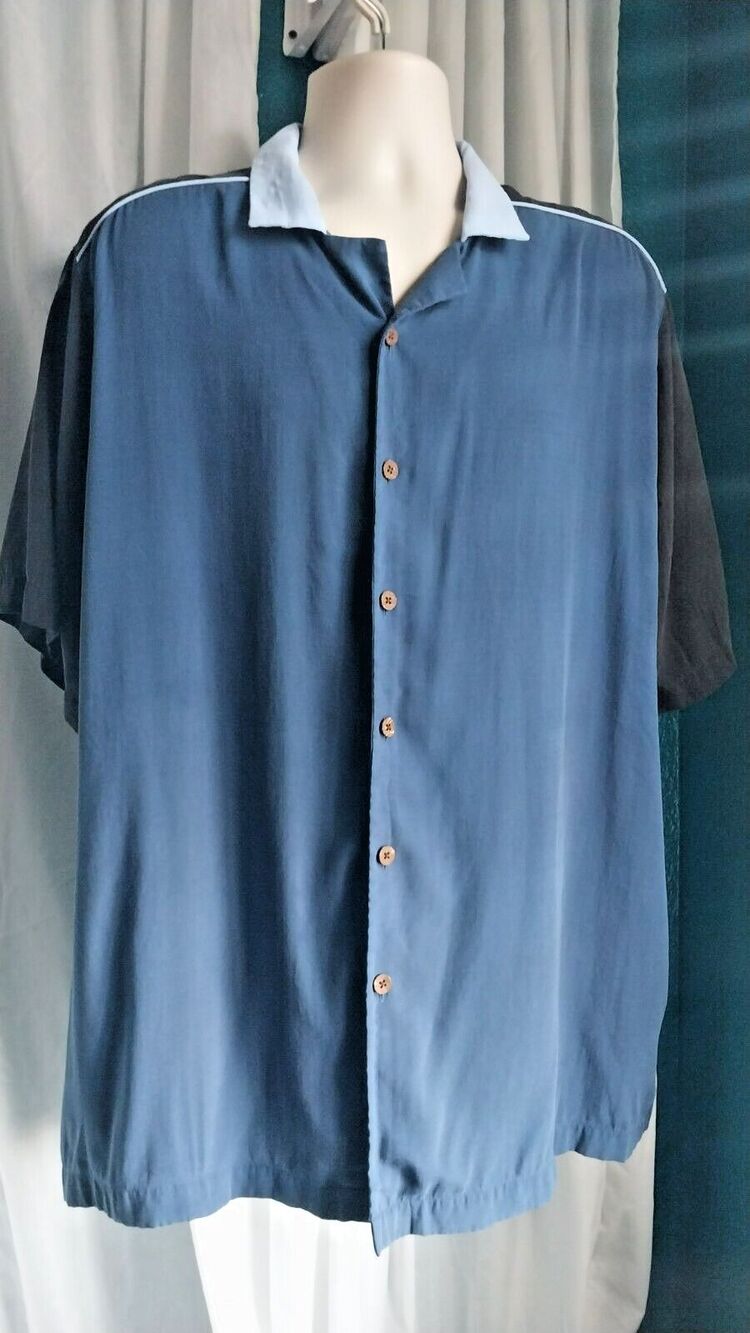 Caribbean Modal/Polyester Mens Button Up  XL Camp Shirt